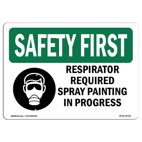 Signmission OSHA Sign, Respirator Required Spray Painting, 5in X 3.5in, 10PK, 5" W, 3.5" H, Landscape, PK10 OS-SF-D-35-L-10721-10PK